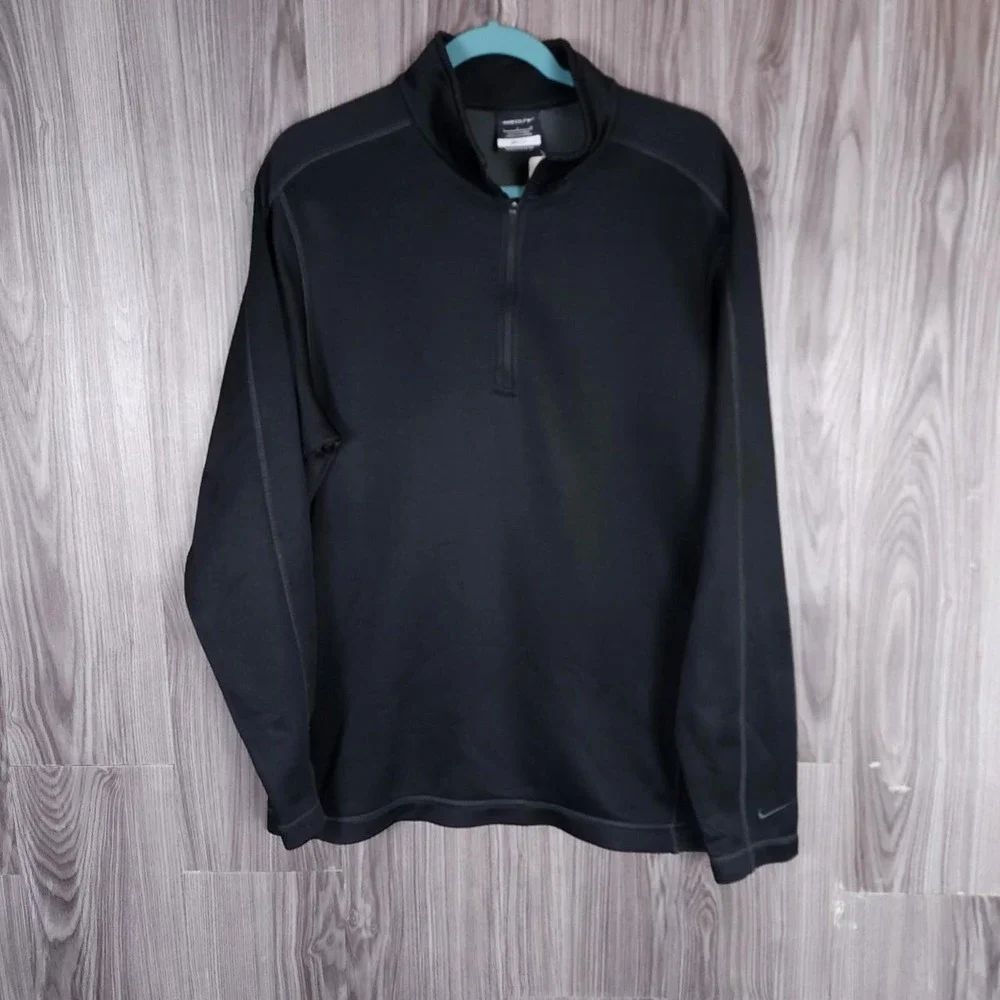 Nike‎ Golf Dri-FIT Quarter Zip Pullover Mens Large Black Performance Sweatshirt